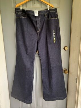torrid Dark Indigo Wide Leg Jeans with Gold Rivet Details